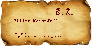 Bilicz Kristóf névjegykártya